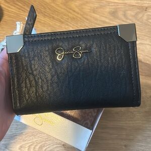 NWT black pleather JSC wallet